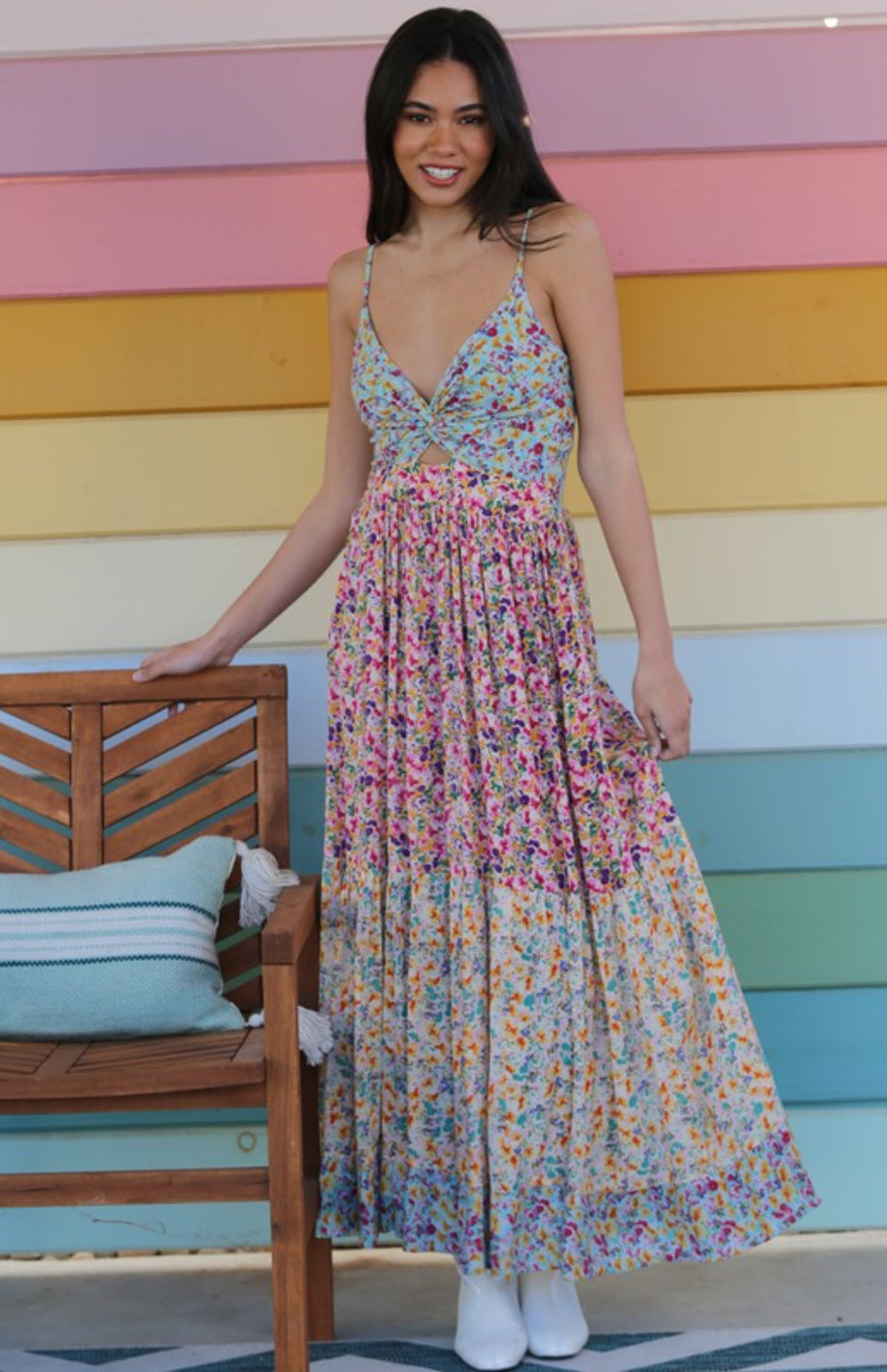 Bella Peekaboo Tiered Maxi Dress