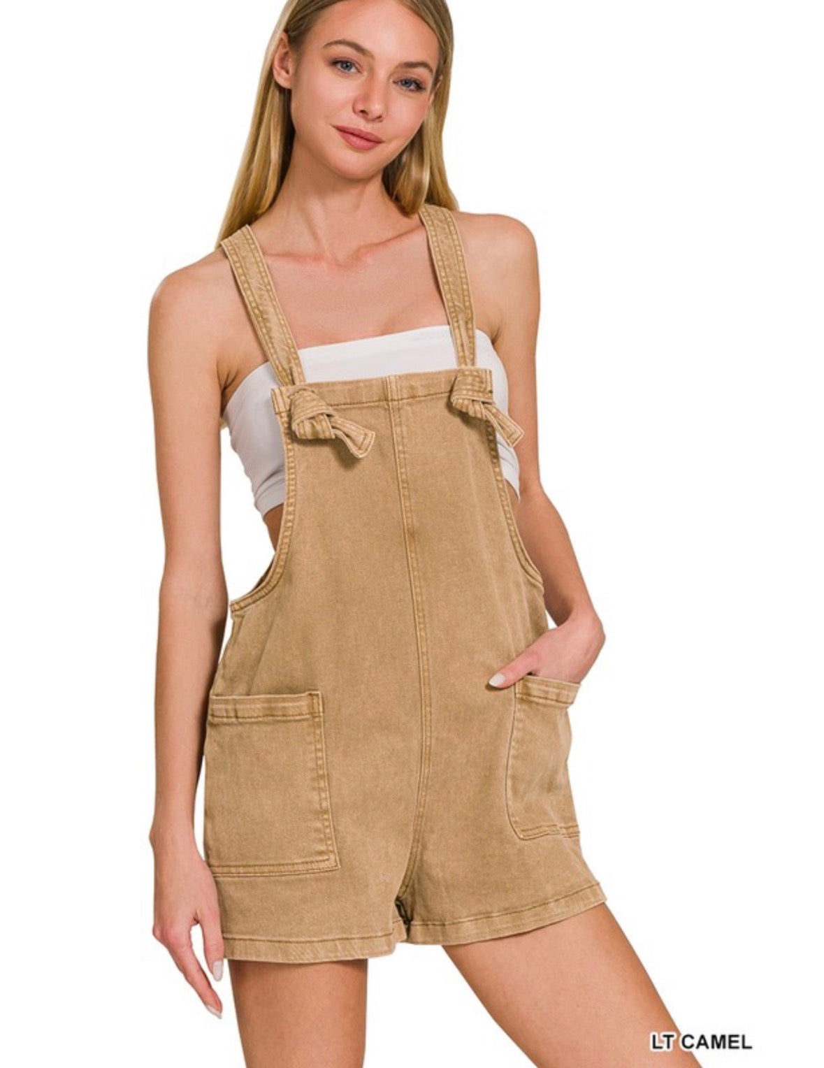 Knot strap romper (light mocha)