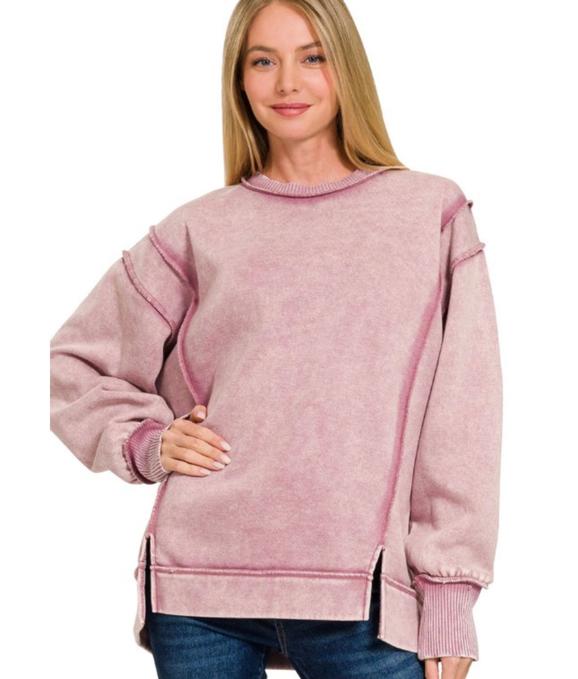 Acid Wash Exposed seem Fleece