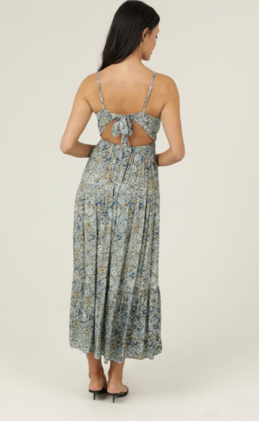 V Neck Maxi Dress with Back Tie