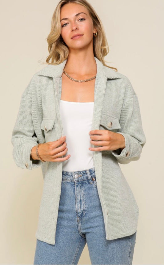 Cozy Oversized Shacket (sage)