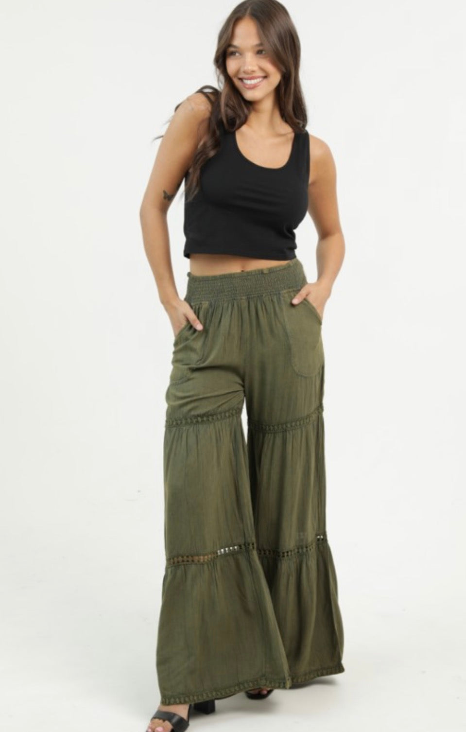 Acid Wash Wide Leg Pants