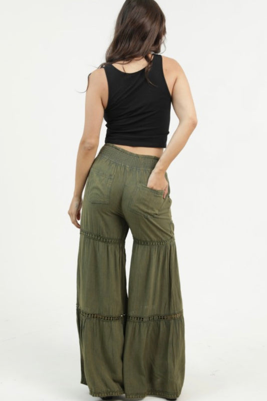 Acid Wash Wide Leg Pants